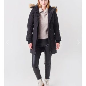 Canada Goose Lorette Fur-Hood Down Parka Coat, Black, Size XS, Style 2090L
